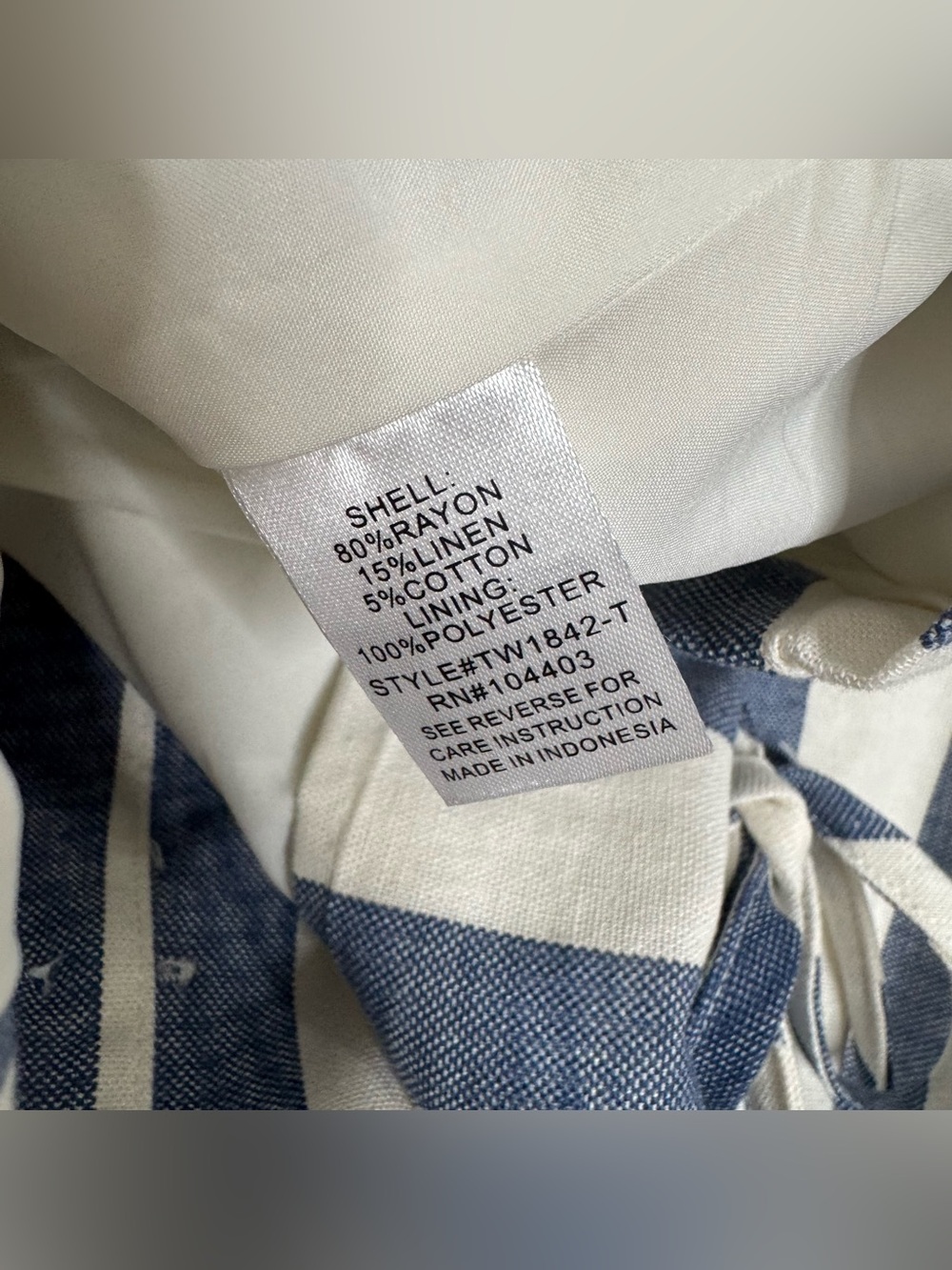 The Workshop Linen Rayon Blue White Striped Vest Top Shorts 2-piece Set Large - Picture 8 of 12